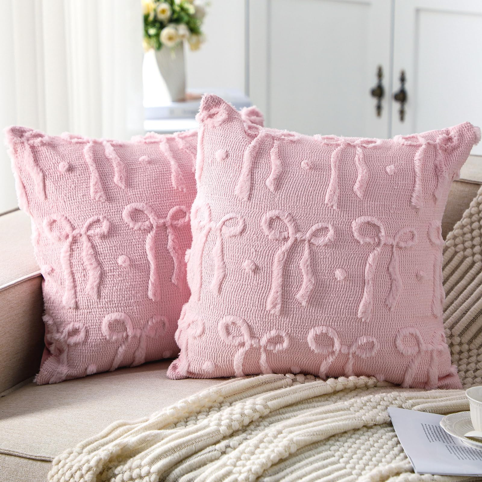 Pillow Insert 18X18 - Pembe Fiyonklu Yastık Kılıfları 18x18 Coquette